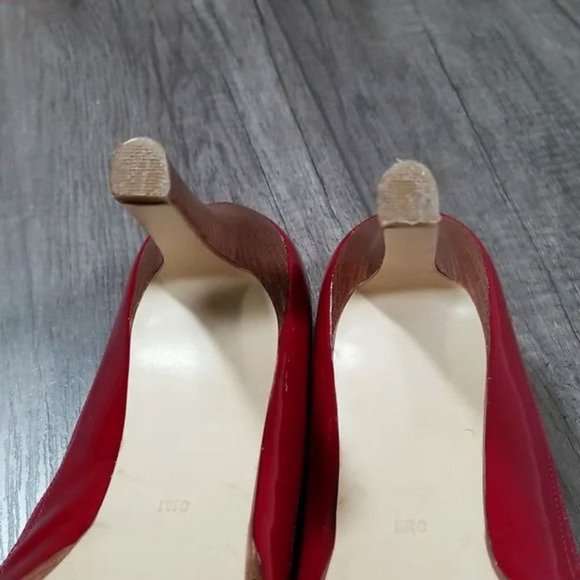 Marc Fisher Peep Toe Platform Pumps Size 8.5M Red Leather Uppers - Picture 7 of 8